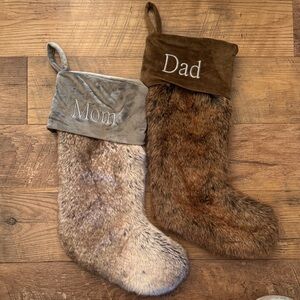 Restoration Hardware Faux Fur Christmas Stockings Set.